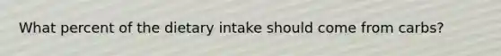 What percent of the dietary intake should come from carbs?