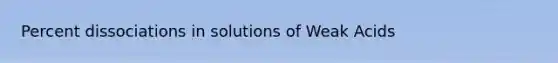 Percent dissociations in solutions of Weak Acids