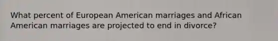 What percent of European American marriages and African American marriages are projected to end in divorce?