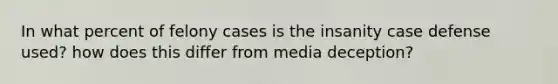 In what percent of felony cases is the insanity case defense used? how does this differ from media deception?