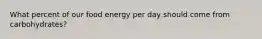 What percent of our food energy per day should come from carbohydrates?