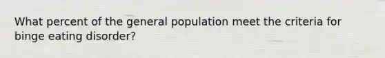 What percent of the general population meet the criteria for binge eating disorder?