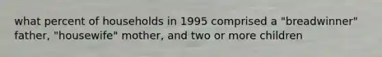 what percent of households in 1995 comprised a "breadwinner" father, "housewife" mother, and two or more children