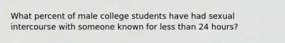 What percent of male college students have had sexual intercourse with someone known for less than 24 hours?