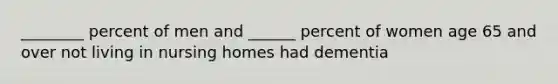 ________ percent of men and ______ percent of women age 65 and over not living in nursing homes had dementia