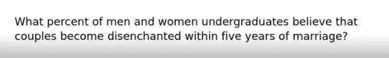 What percent of men and women undergraduates believe that couples become disenchanted within five years of marriage?