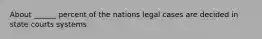 About ______ percent of the nations legal cases are decided in state courts systems