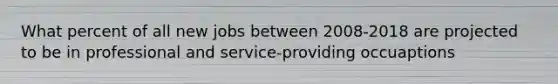What percent of all new jobs between 2008-2018 are projected to be in professional and service-providing occuaptions