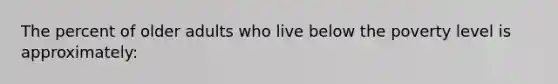 The percent of older adults who live below the poverty level is approximately: