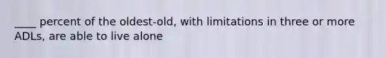 ____ percent of the oldest-old, with limitations in three or more ADLs, are able to live alone