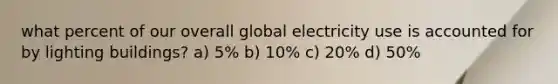 what percent of our overall global electricity use is accounted for by lighting buildings? a) 5% b) 10% c) 20% d) 50%