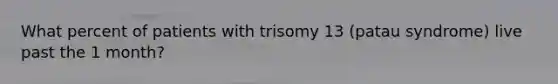 What percent of patients with trisomy 13 (patau syndrome) live past the 1 month?