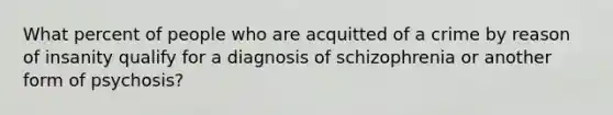 What percent of people who are acquitted of a crime by reason of insanity qualify for a diagnosis of schizophrenia or another form of psychosis?