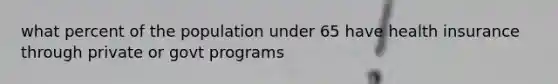 what percent of the population under 65 have health insurance through private or govt programs