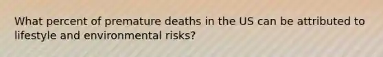 What percent of premature deaths in the US can be attributed to lifestyle and environmental risks?