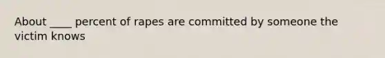 About ____ percent of rapes are committed by someone the victim knows