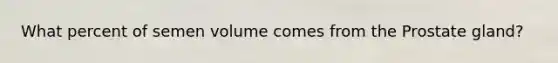 What percent of semen volume comes from the Prostate gland?