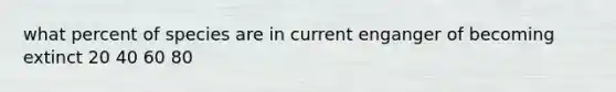 what percent of species are in current enganger of becoming extinct 20 40 60 80