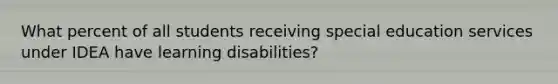 What percent of all students receiving special education services under IDEA have learning disabilities?