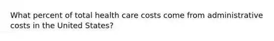 What percent of total health care costs come from administrative costs in the United States?