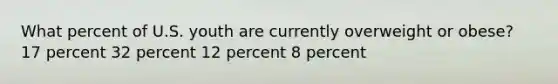 What percent of U.S. youth are currently overweight or obese? 17 percent 32 percent 12 percent 8 percent