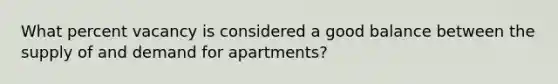 What percent vacancy is considered a good balance between the supply of and demand for apartments?