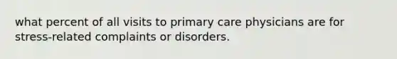 what percent of all visits to <a href='https://www.questionai.com/knowledge/k3VTTF7FJS-primary-care' class='anchor-knowledge'>primary care</a> physicians are for stress-related complaints or disorders.