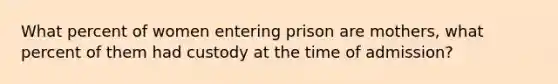 What percent of women entering prison are mothers, what percent of them had custody at the time of admission?