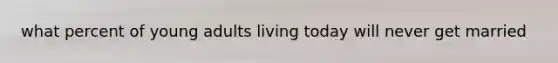what percent of young adults living today will never get married