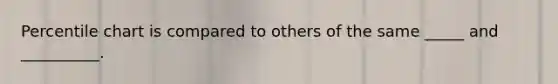 Percentile chart is compared to others of the same _____ and __________.