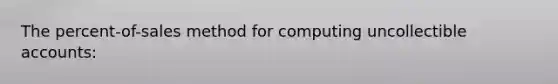 The percent-of-sales method for computing uncollectible​ accounts: