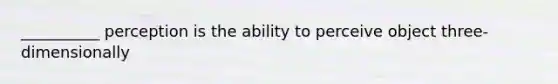 __________ perception is the ability to perceive object three-dimensionally