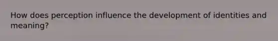 How does perception influence the development of identities and meaning?