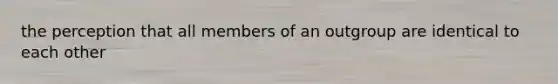 the perception that all members of an outgroup are identical to each other