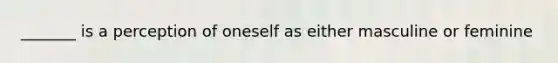 _______ is a perception of oneself as either masculine or feminine