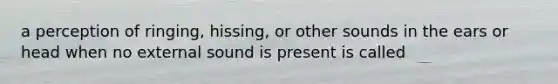 a perception of ringing, hissing, or other sounds in the ears or head when no external sound is present is called