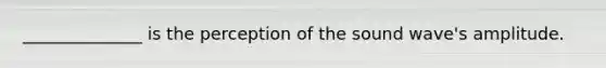 ______________ is the perception of the sound wave's amplitude.