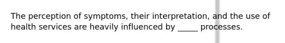 The perception of symptoms, their interpretation, and the use of health services are heavily influenced by _____ processes.