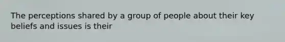 The perceptions shared by a group of people about their key beliefs and issues is their