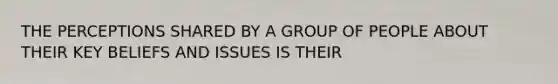 THE PERCEPTIONS SHARED BY A GROUP OF PEOPLE ABOUT THEIR KEY BELIEFS AND ISSUES IS THEIR