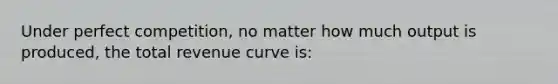 Under perfect competition, no matter how much output is produced, the total revenue curve is: