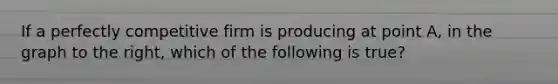 If a perfectly competitive firm is producing at point A​, in the graph to the​ right, which of the following is​ true?