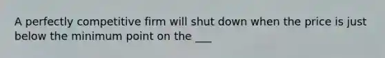 A perfectly competitive firm will shut down when the price is just below the minimum point on the ___