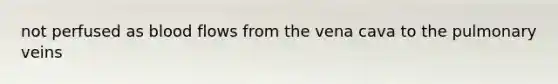 not perfused as blood flows from the vena cava to the pulmonary veins