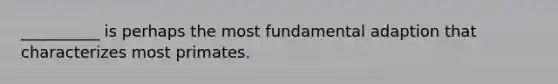 __________ is perhaps the most fundamental adaption that characterizes most primates.