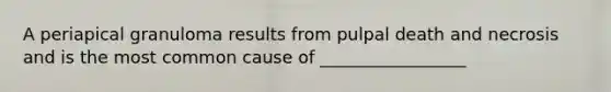 A periapical granuloma results from pulpal death and necrosis and is the most common cause of _________________