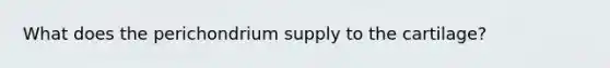 What does the perichondrium supply to the cartilage?