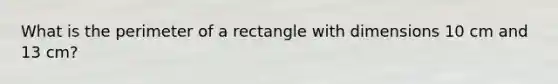 What is the perimeter of a rectangle with dimensions 10 cm and 13 cm?