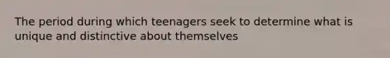 The period during which teenagers seek to determine what is unique and distinctive about themselves