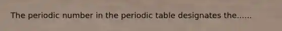 The periodic number in the periodic table designates the......